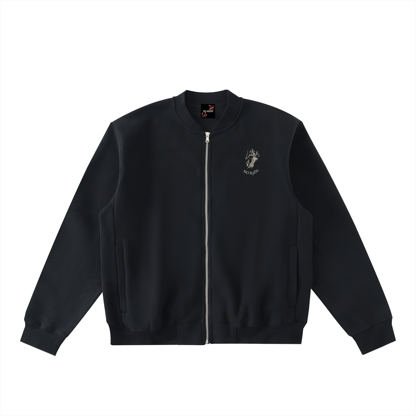No R3zn Zip-Up Fleeced Varsity Jacket
