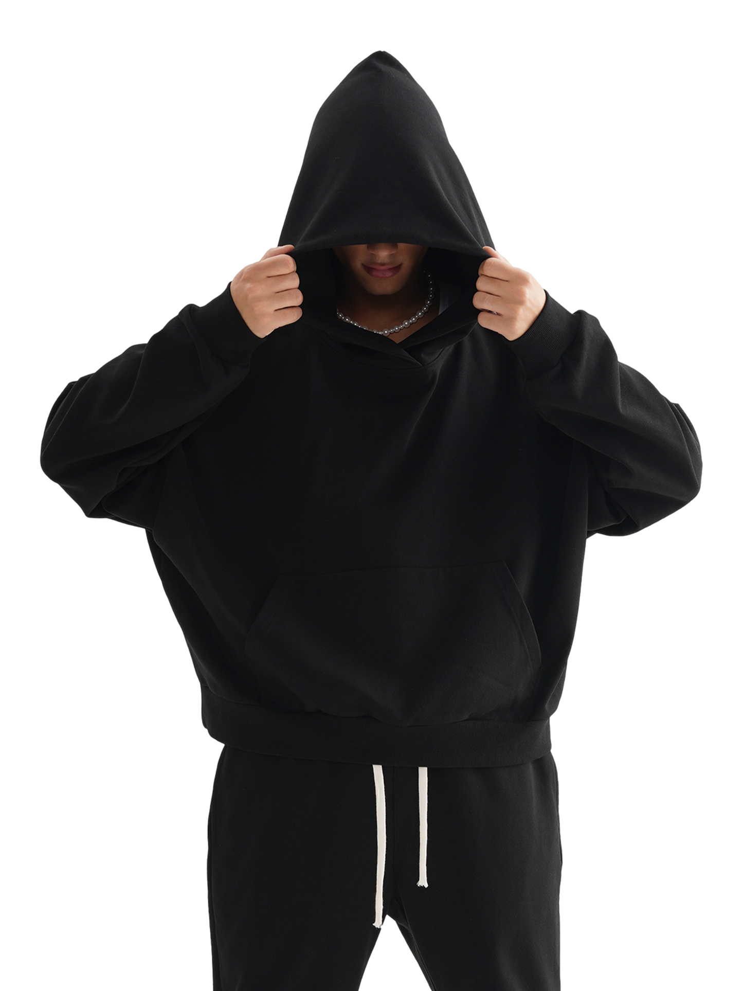 Noir Oni Flow Boxy Oversized Hoodie Top